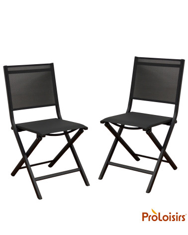 Chaise de jardin pliante THEMA Coloris:Châssis Graphite / Assise Chiné noir  Eco-participation :Prix de vente comprenant l' éco-