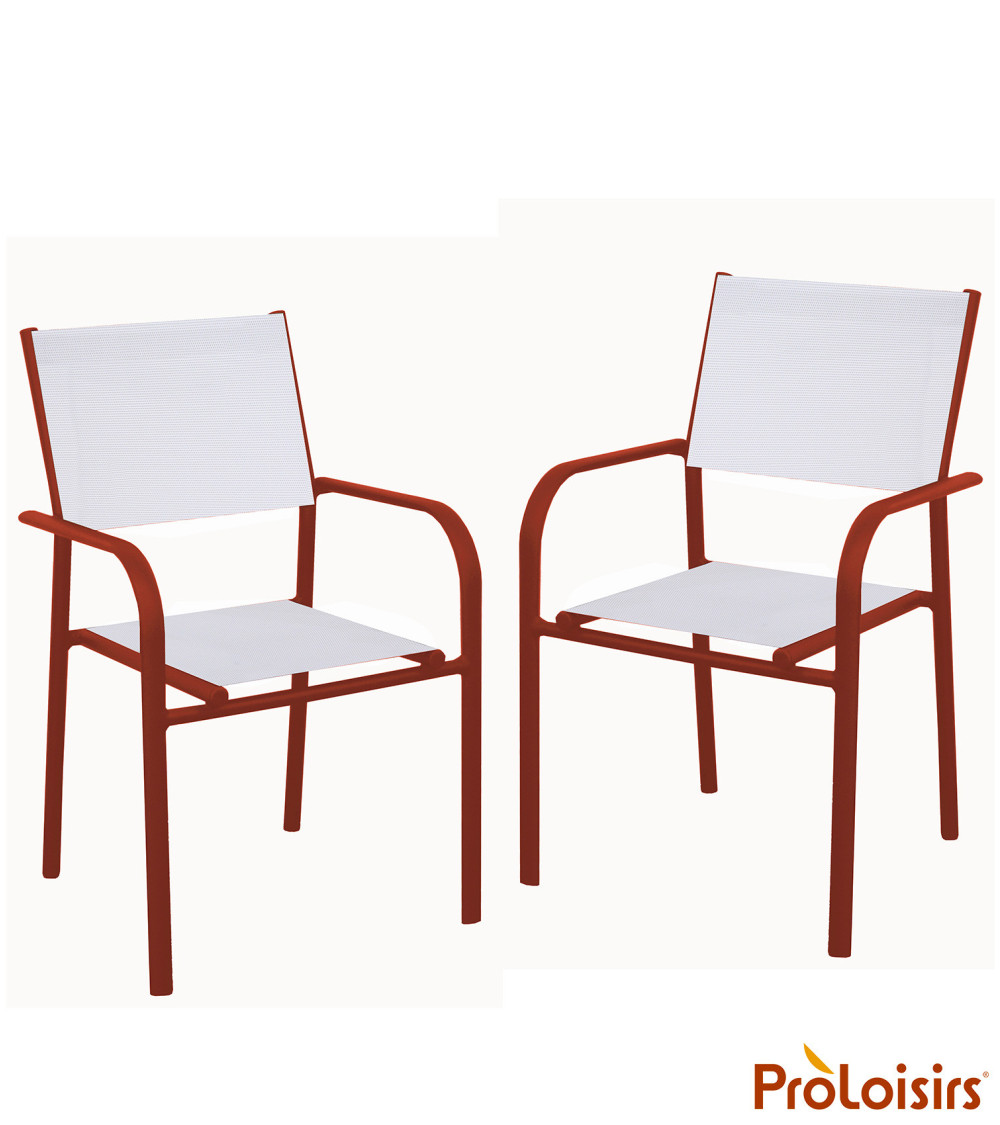 Fauteuil de jardin DUCA Coloris:Châssis Terracotta / Assise Chiné blanc  Eco-participation :Prix de vente comprenant l' éco-part