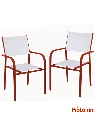 Fauteuil de jardin DUCA Coloris:Châssis Terracotta / Assise Chiné blanc  Eco-participation :Prix de vente comprenant l' éco-part