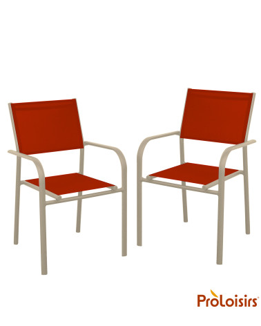 Fauteuil de jardin DUCA Coloris:Châssis Crème / Assise Sienne  Eco-participation :Prix de vente comprenant l' éco-participation 