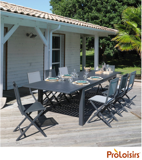 Table GENES 240/300/360 Coloris:Châssis Graphite / Plateau Graphite  Eco-participation :Prix de vente comprenant l' éco-particip