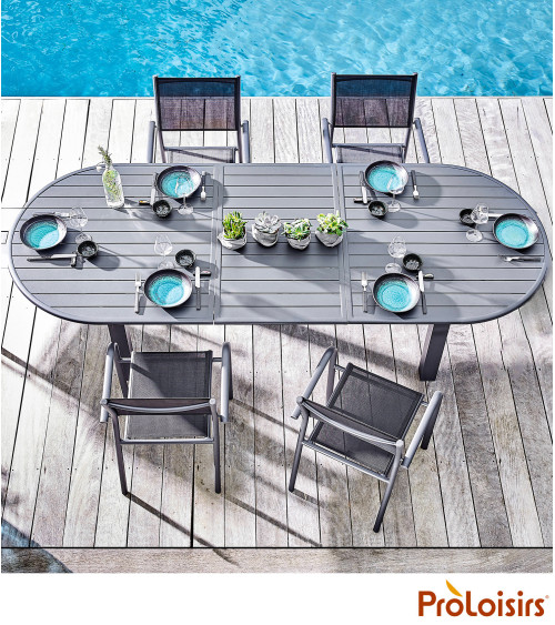 Table GENES 200/260 Coloris:Châssis Graphite / Plateau Graphite  Eco-participation :Prix de vente comprenant l' éco-participatio