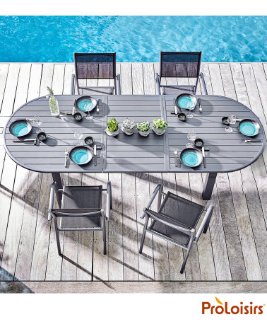 Table GENES 200/260 Coloris:Châssis Graphite / Plateau Graphite  Eco-participation :Prix de vente comprenant l' éco-participatio