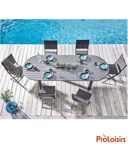 Table GENES 200/260 Coloris:Châssis Graphite / Plateau Graphite  Eco-participation :Prix de vente comprenant l' éco-participatio