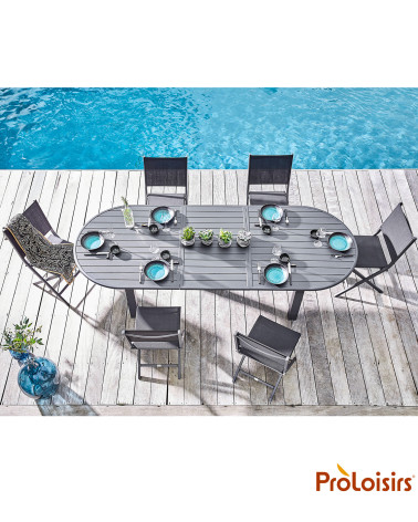 Table GENES 200/260 Coloris:Châssis Graphite / Plateau Graphite  Eco-participation :Prix de vente comprenant l' éco-participatio