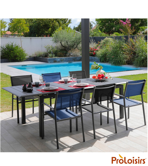 Table LOUISIANE 187/247 Coloris:Châssis Graphite / Plateau Graphite  Eco-participation :Prix de vente comprenant l' éco-particip