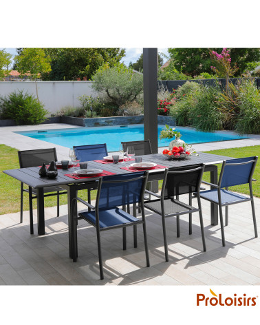 Table LOUISIANE 187/247 Coloris:Châssis Graphite / Plateau Graphite  Eco-participation :Prix de vente comprenant l' éco-particip