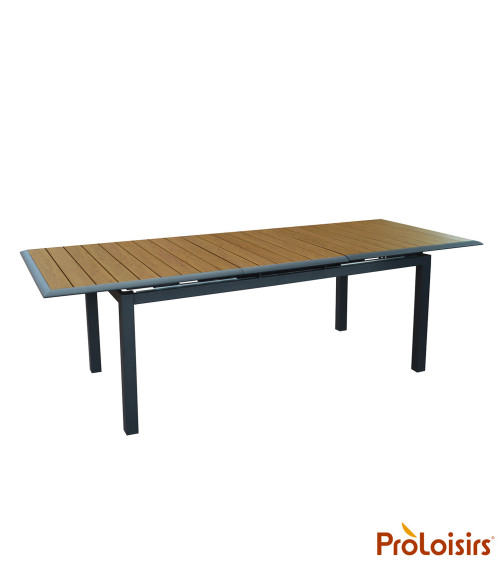 Table LOUISIANE II 187/247 Coloris:Châssis Graphite / Plateau imitation chêne  Eco-participation :Prix de vente comprenant l' éc