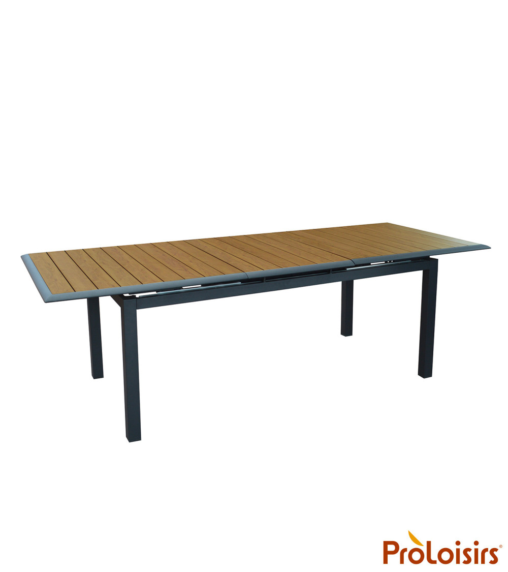 Table LOUISIANE II 187/247 Coloris:Châssis Graphite / Plateau imitation chêne  Eco-participation :Prix de vente comprenant l' éc