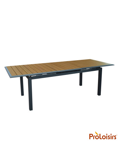 Table LOUISIANE II 187/247 Coloris:Châssis Graphite / Plateau imitation chêne  Eco-participation :Prix de vente comprenant l' éc