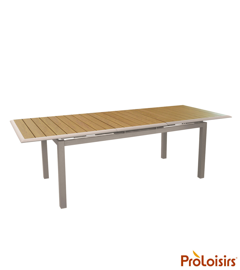 Table LOUISIANE II 187/247 Coloris:Châssis Crème / Plateau imitation chêne  Eco-participation :Prix de vente comprenant l' éco-p