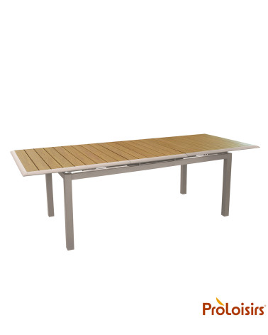 Table LOUISIANE II 187/247 Coloris:Châssis Crème / Plateau imitation chêne  Eco-participation :Prix de vente comprenant l' éco-p