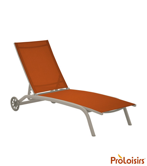 Lit de soleil CELIO Coloris:Châssis Crème / Assise Sienne  Eco-participation :Prix de vente comprenant l' éco-participation de 0
