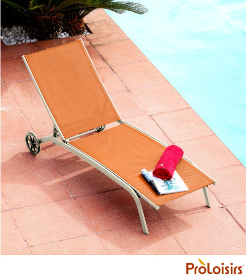 Lit de soleil CELIO Coloris:Châssis Crème / Assise Sienne  Eco-participation :Prix de vente comprenant l' éco-participation de 0