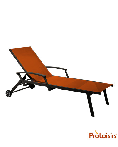 Lit de soleil FLORENCE avec accoudoirs Coloris:Châssis Graphite / Assise Sienne  Eco-participation :Prix de vente comprenant l' 