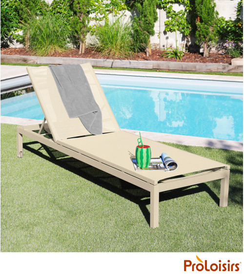 Lit bain de soleil THEMA Coloris:Châssis Crème / Assise Crème  Eco-participation :Prix de vente comprenant l' éco-participation 