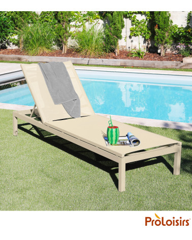 Lit bain de soleil THEMA Coloris:Châssis Crème / Assise Crème  Eco-participation :Prix de vente comprenant l' éco-participation 