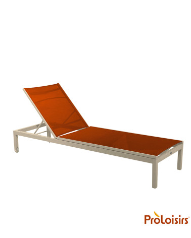 Lit bain de soleil THEMA Coloris:Châssis Crème / Assise Sienne  Eco-participation :Prix de vente comprenant l' éco-participation