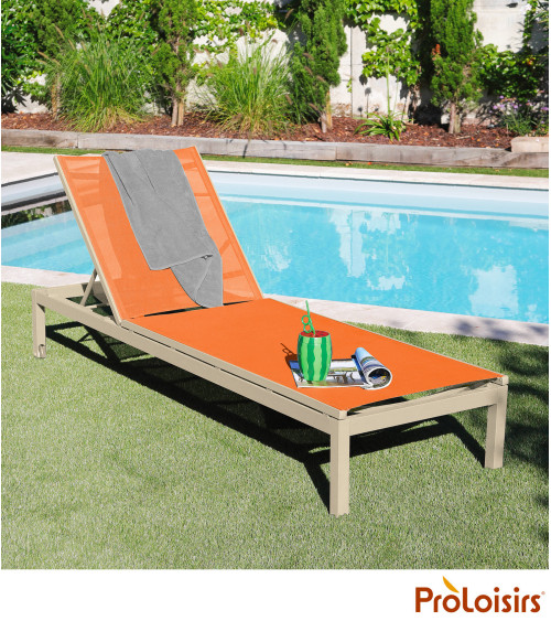 Lit bain de soleil THEMA Coloris:Châssis Crème / Assise Sienne  Eco-participation :Prix de vente comprenant l' éco-participation