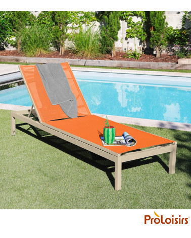 Lit bain de soleil THEMA Coloris:Châssis Crème / Assise Sienne  Eco-participation :Prix de vente comprenant l' éco-participation