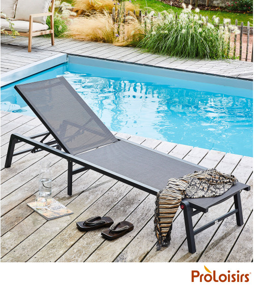Lit de soleil pliant EDEN Coloris:Châssis Graphite / Assise Gris  Eco-participation :Prix de vente comprenant l' éco-participati