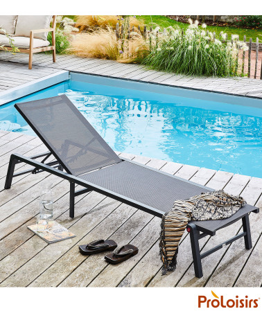 Lit de soleil pliant EDEN Coloris:Châssis Graphite / Assise Gris  Eco-participation :Prix de vente comprenant l' éco-participati