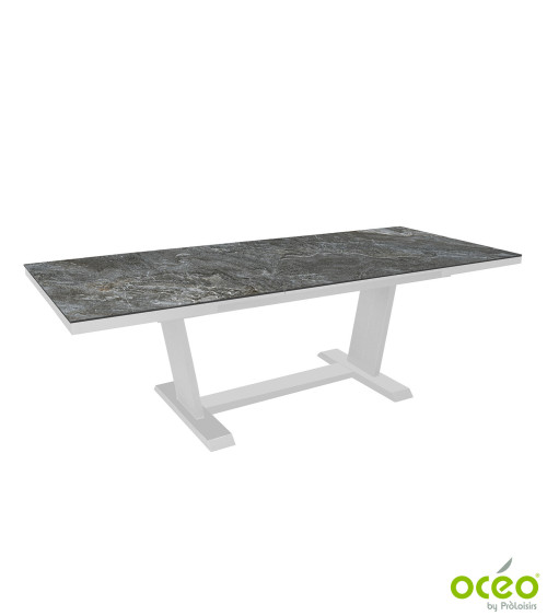 Table AMBER 180/240 Plateau Kedra® Coloris:Châssis Blanc/Plateau Kedra® Lunar  Eco-participation :Prix de vente comprenant l' éc
