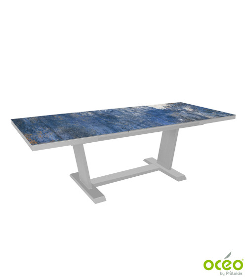 Table AMBER 180/240 Plateau Kedra® Coloris:Châssis Blanc/Plateau Kedra® Obéron  Eco-participation :Prix de vente comprenant l' é