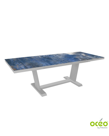Table AMBER 180/240 Plateau Kedra® Coloris:Châssis Blanc/Plateau Kedra® Obéron  Eco-participation :Prix de vente comprenant l' é
