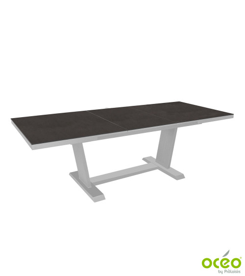 Table AMBER 180/240 Plateau Kedra® Coloris:Châssis Blanc/Plateau Kedra® New Black B.  Eco-participation :Prix de vente comprenan