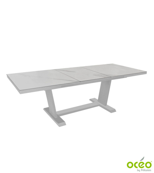 Table AMBER 180/240 Plateau Kedra® Coloris:Châssis Blanc/Plateau Kedra® Calacatta  Eco-participation :Prix de vente comprenant l