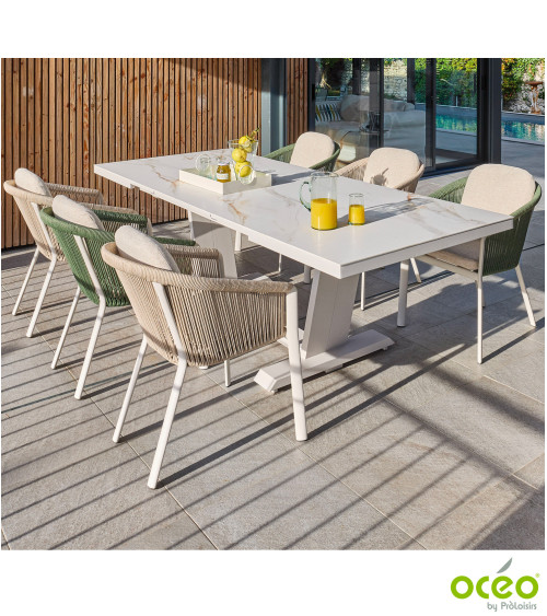 Table AMBER 180/240 Plateau Kedra® Coloris:Châssis Crème/Plateau Kedra® Praline  Eco-participation :Prix de vente comprenant l' 