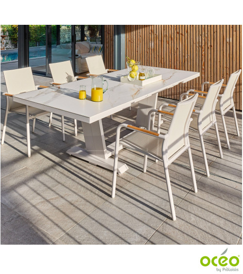 Table AMBER 180/240 Plateau Kedra® Coloris:Châssis Crème/Plateau Kedra® Praline  Eco-participation :Prix de vente comprenant l' 