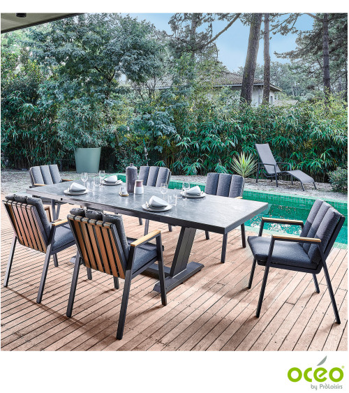 Table AMBER 180/240 Plateau Kedra® Coloris:Châssis Graphite/Plateau Kedra® Lunar  Eco-participation :Prix de vente comprenant l'