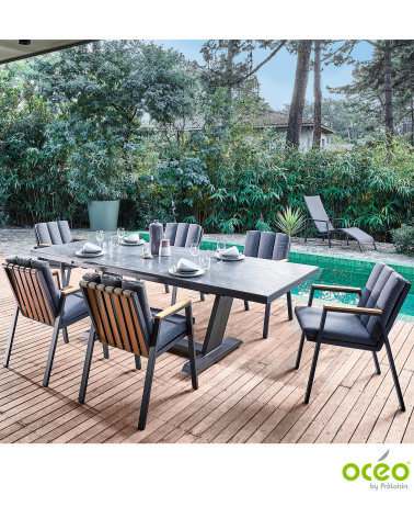 Table AMBER 180/240 Plateau Kedra® Coloris:Châssis Graphite/Plateau Kedra® Lunar  Eco-participation :Prix de vente comprenant l'