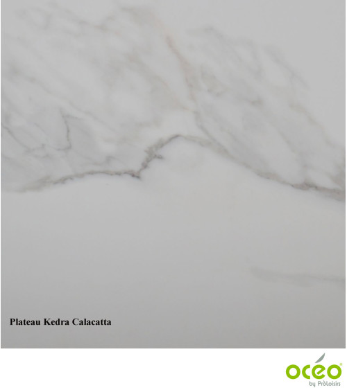 Table AMBER 180/240 Plateau Kedra® Coloris:Châssis Blanc/Plateau Kedra® Calacatta  Eco-participation :Prix de vente comprenant l