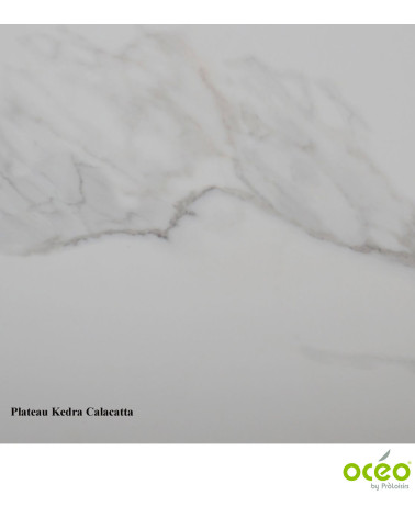 Table AMBER 180/240 Plateau Kedra® Coloris:Châssis Blanc/Plateau Kedra® Calacatta  Eco-participation :Prix de vente comprenant l