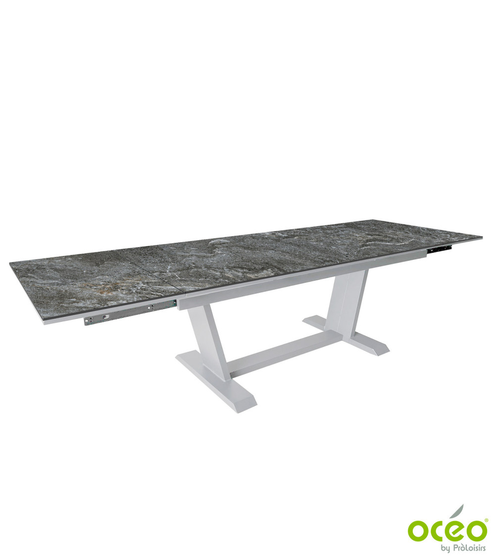 Table AMBER 180/230/280 Plateau Kedra® Coloris:Châssis Blanc/Plateau Kedra® Lunar  Eco-participation :Prix de vente comprenant l