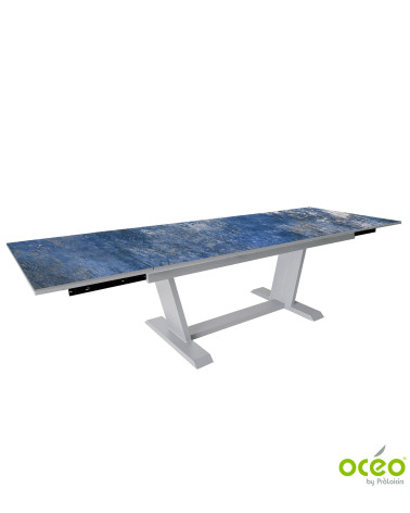 Table AMBER 180/230/280 Plateau Kedra® Coloris:Châssis Blanc/Plateau Kedra® Obéron  Eco-participation :Prix de vente comprenant 