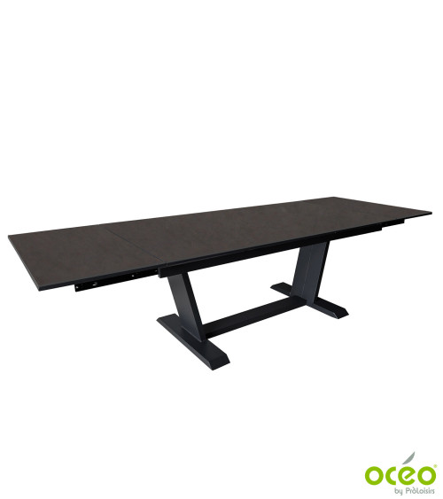 Table AMBER 180/230/280 Plateau Kedra® Coloris:Châssis Graphite/Plateau Kedra® New Black B.  Eco-participation :Prix de vente co