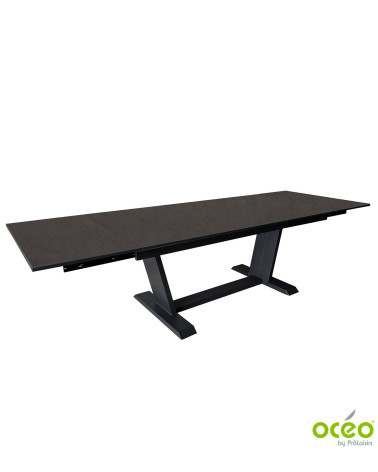Table AMBER 180/230/280 Plateau Kedra® Coloris:Châssis Graphite/Plateau Kedra® New Black B.  Eco-participation :Prix de vente co
