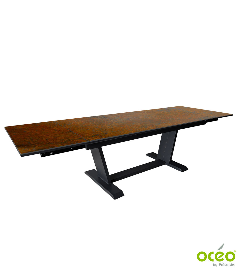 Table AMBER 180/230/280 Plateau Kedra® Coloris:Châssis Graphite/Plateau Kedra® Iron  Eco-participation :Prix de vente comprenant