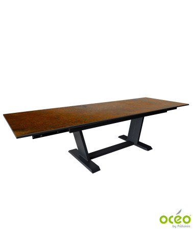 Table AMBER 180/230/280 Plateau Kedra® Coloris:Châssis Graphite/Plateau Kedra® Iron  Eco-participation :Prix de vente comprenant