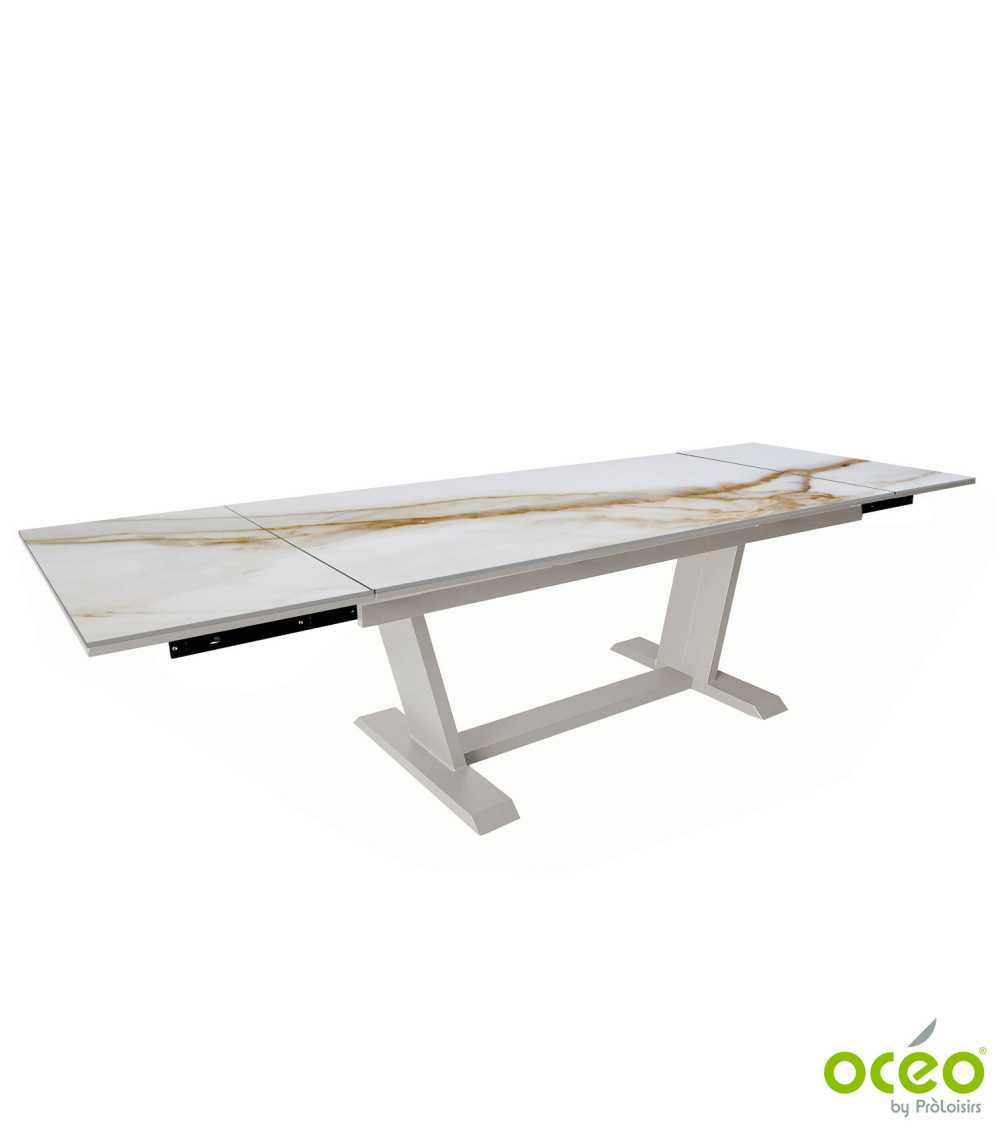 Table AMBER 180/230/280 Plateau Kedra® Coloris:Châssis Crème/Plateau Kedra® Praline  Eco-participation :Prix de vente comprenant