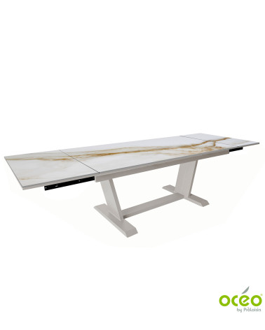 Table AMBER 180/230/280 Plateau Kedra® Coloris:Châssis Crème/Plateau Kedra® Praline  Eco-participation :Prix de vente comprenant