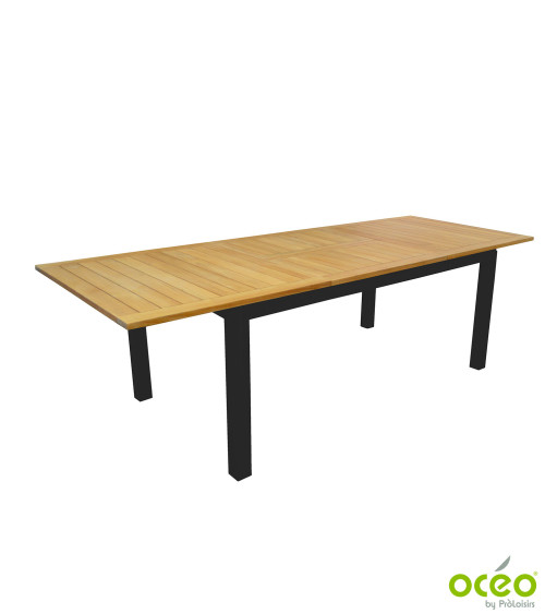 Table MADAGASCAR 180/260 plateau teck FSC® Coloris:Châssis Graphite / Plateau Teck FSC®   Eco-participation :Prix de vente compr