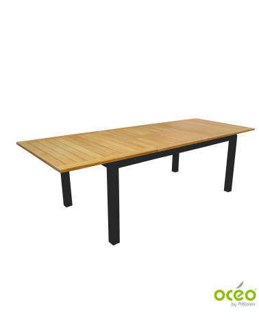 Table MADAGASCAR 180/260 plateau teck FSC® Coloris:Châssis Graphite / Plateau Teck FSC®   Eco-participation :Prix de vente compr