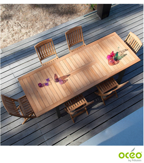Table MADAGASCAR 180/260 plateau teck FSC® Coloris:Châssis Graphite / Plateau Teck FSC®   Eco-participation :Prix de vente compr