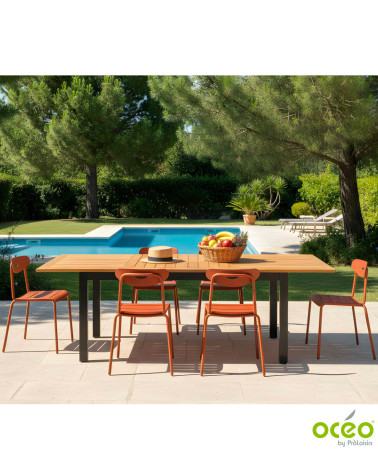 Table MADAGASCAR 180/260 plateau teck FSC® Coloris:Châssis Graphite / Plateau Teck FSC®   Eco-participation :Prix de vente compr