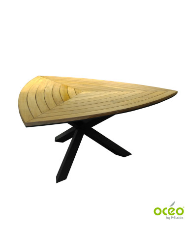 Table triangle FERRONE 170 plateau teck FSC® Coloris:Châssis Graphite / Plateau Teck FSC®   Eco-participation :Prix de vente com